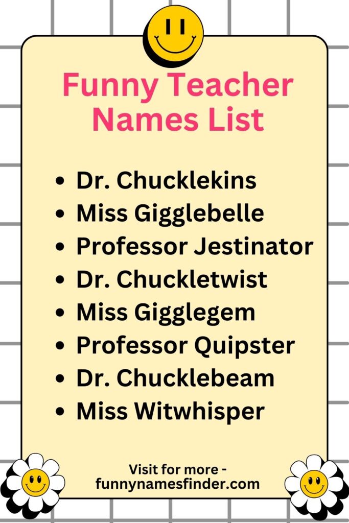 Funny Teacher Names List